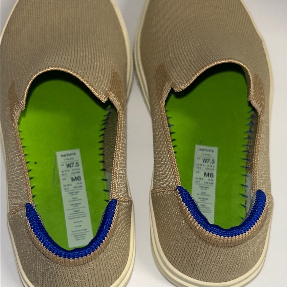 Rothy's Beige Slip-On Sneakers with Blue Accent - Picture 13 of 16